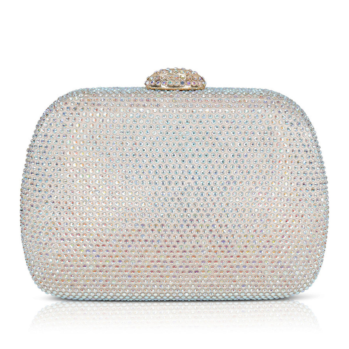 Jewel Satin Minaudiere With All Over Crystals