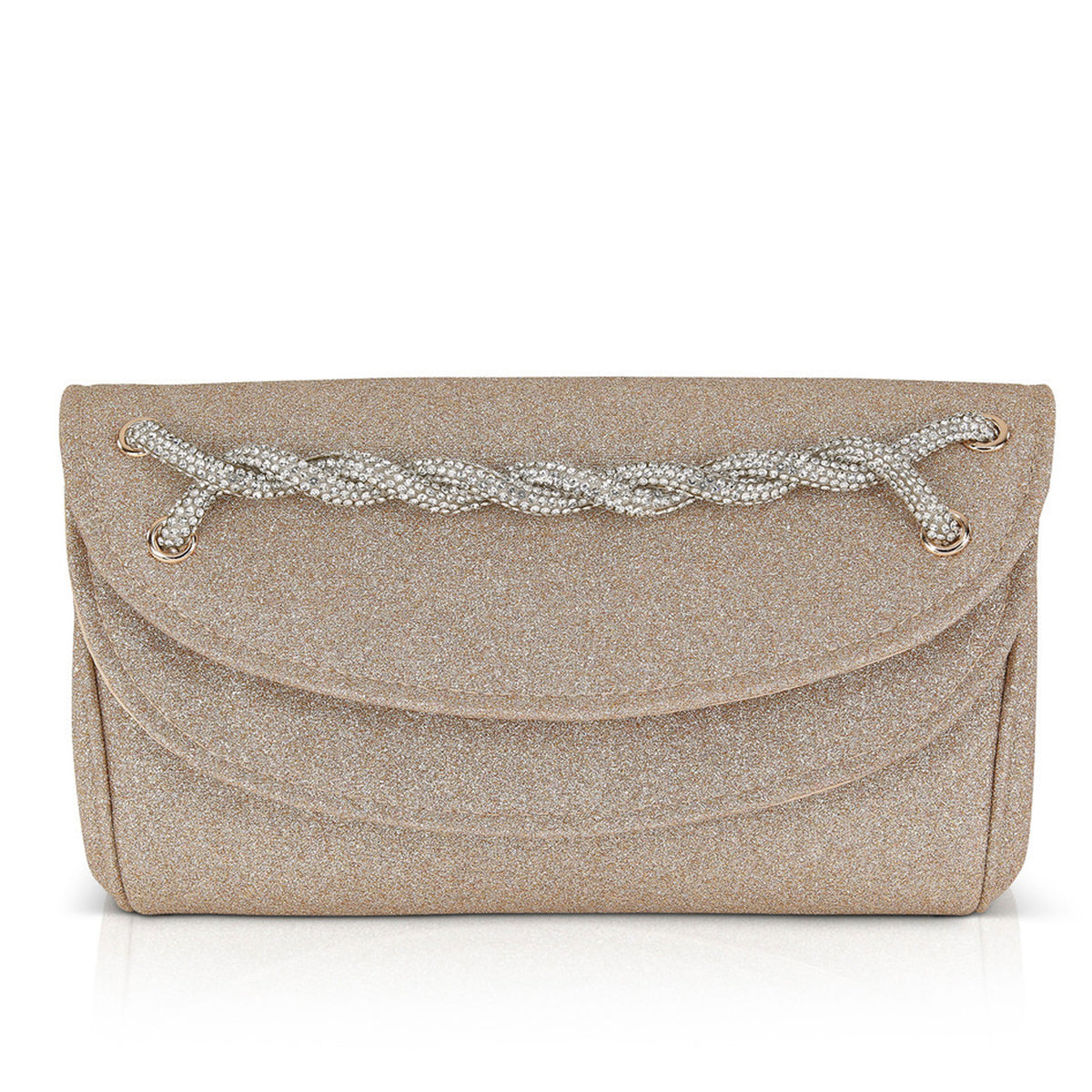 Jewel Smile Clutch With Pave Crystal Hand Strap