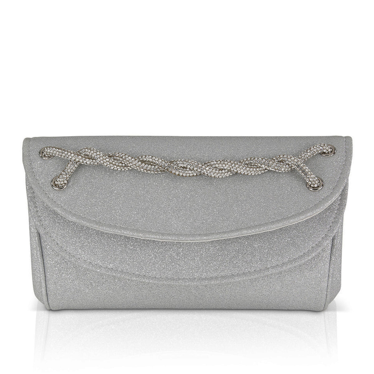 Jewel Smile Clutch With Pave Crystal Hand Strap
