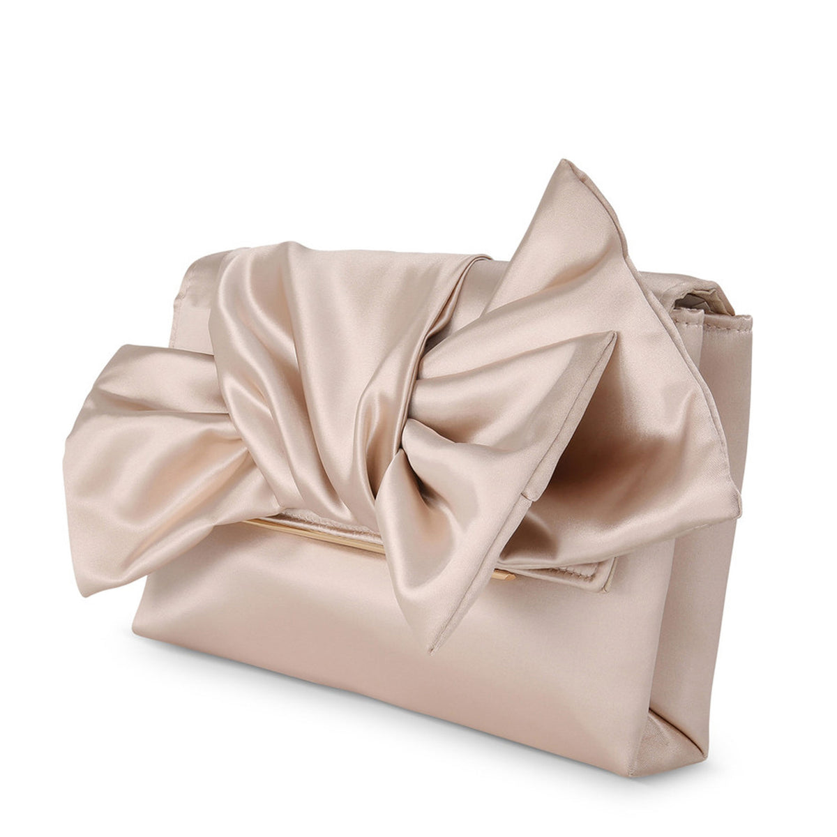 Jewel Satin Tie Bow Envelope Clutch